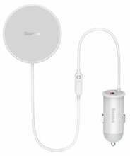 Magnetiline telefonihoidja autosse Baseus CW01, valge, juhtmevaba laadimisega 15W