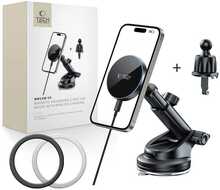 Magnetiline telefonihoidja autosse Tech Protect MM15W-V5, must, juhtmevaba laadimisega 15W