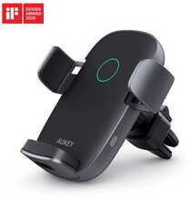 Telefonihoidja Aukey HD-C52, must, juhtmevaba laadimisega