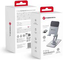 Lauapealne kokkupandav telefoni ja tahvelarvuti hoidik Forcell F-Grip Fold Stand 2 360, hall