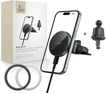 Magnetiline telefonihoidja autosse Tech-Protect MM15W-V5, must, 15W juhtmevaba laadimisega