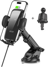 Telefonihoidja autosse Tech-Protect CM15W-V1, must, 15W induktsioonlaadijaga