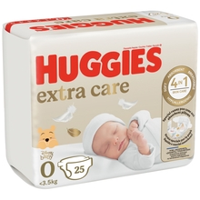 Mähkmed Huggies Extra Care suurus 0, kuni 3,5 kg, 25 tk