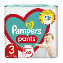 Püksmähkmed Pampers Pants, suurus 3, 6-11 kg, 62 tk