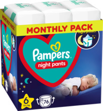 Püksmähkmed Pampers Night Pants, suurus 6, 15+ kg, 76 tk
