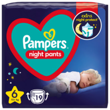Püksmähkmed Pampers Night Pants, suurus 6, 15+ kg, 19 tk