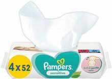Niisked salvrätikud Pampers Sensitive, 4 x 52 tk
