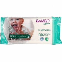 Biolagunevad niisked salvrätikud Bambo Nature, 50 tk