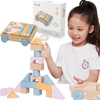 Puidust tõmmatav mänguasi Viga Toys PolarB klotsidega, 21 tk