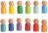 Arendav mänguasi Wood&Joy Waldorf Rainbow Peg Doll 6 cm, 12 tk, erinevad värvid