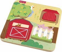 Edukatiivne puidust tahvel Fisher Price Wooden Board Farm Animals JCY33, punane/roheline