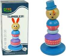 Puidust hariv püramiid Lean Toys koeraga ja mütsiga