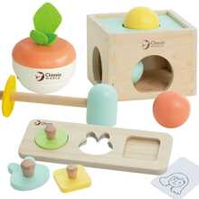 Puidust beebide arendavate mänguasjade komplekt Classic World, 25 tk, pastellvärvides