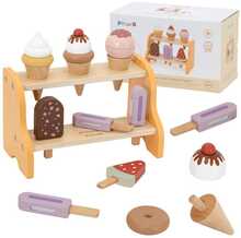 Puidust jäätisepood Viga Toys, 6-osaline jäätisekomplekt