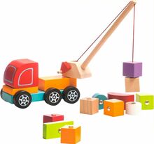 Puidust auto Cubika kraanaauto magnetitega koormaga