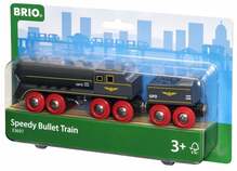Puidust rong Brio Speedy Bullet Train 33697, must/punane
