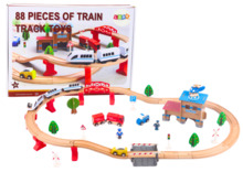 Puidust rongiraja komplekt Lean Toys, 88 tk
