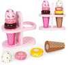 Puidust Velcro jäätiste komplekt Eco Toys TL12106, 9 elementi, pruun/roosa
