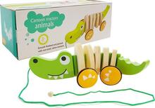 Puidust mänguasi Lean Toys krokodill nööriga 18 cm