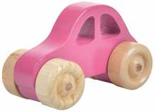 Lükatav mänguasi Wood&Joy Mini Car, 5 cm, roosa
