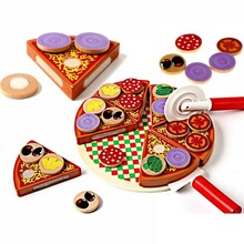 Puidust mängukomplekt Pizza koos tarvikutega