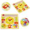 Puidust hariv tahvel Ecotoys Clock & Calendar, kollane