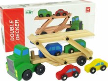 Puidust veoauto Lean Toys mänguautodega, roheline