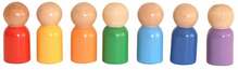 Arendav mänguasi Wood&Joy Waldorf Rainbow Peg Dolls 6 cm, 7 tk, mitmevärviline