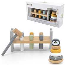 Puidust püramiid ja haamrimäng pingviiniga Viga Toys PolarB 44209