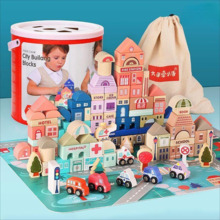 Puidust klotside komplekt Ramiz City 115 tk