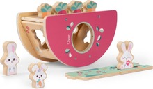 Puidust tasakaalupusle Chicco My Wood Friends The Bunnys Hill 13.7 cm, pruun/roosa