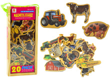 Puidust magnetite komplekt Lean Toys Home Animals, Agricultural Machines, 20 tk