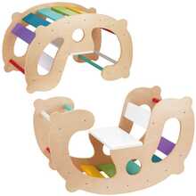 Puidust tasakaalusild kiigega Woopie Green 2-in-1 Montessori