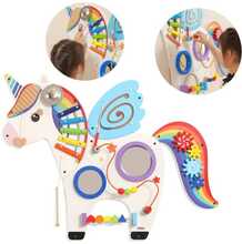 Puidust manipuleerimis- ja sensoortahvel Viga Toys Ükssarvik FSC Montessori sertifikaadiga