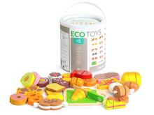 Puidust toiduainete lõikamise komplekt Ecotoys 23 tk