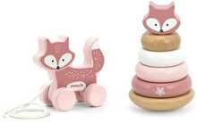 Puidust mänguasi Viga Toys PolarB püramiid ja tiritav rebane 44228