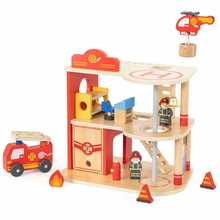 Puidust tuletõrjejaama komplekt Viga Toys, 14-osaline