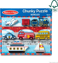 Puidust pusle Melissa & Doug Vehicles Chunky Puzzle, 9 tk