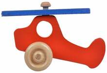 Lükatav mänguasi Wood&Joy Mini Airplane, 9 cm, sinine/punane