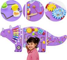 Puidust sensoorne-manipulatiivne tahvel Viga EDU Triceratops