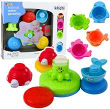 Interaktiivne vannimänguasjade komplekt Lean Toys Fountain Animals Cups, 18m+
