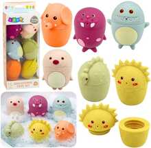 Vannimänguasjade komplekt Lean Toys Educational Bath Toys Sensory Rubber Figures, 6 tk, pastellvärvides