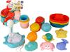 Vannimänguasjade komplekt Lean Toys Water Animals Rubber Mesh Bathing Set Sea creatures, 17 tk