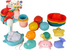 Vannimänguasjade komplekt Lean Toys Water Animals Rubber Mesh Bathing Set Sea creatures, 17 tk