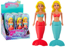 Vannimänguasi Lean Toys Mermaid Bath Wind Up Water Floating Turquoise Pink Doll, 1 tk