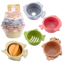 Vannimänguasjade komplekt Lean Toys 2in1 tassitorn, 6 tk, pastellvärvides