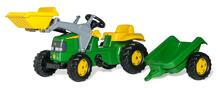 Pedaaltraktor Rolly Toys John Deere kopaga ja haagisega