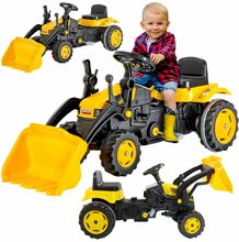 Pedaaltraktor laaduriga Pilsan, kollane