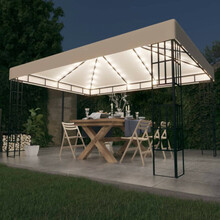 Paviljon LED-tuledega, 3 x 4 m, kreemjas