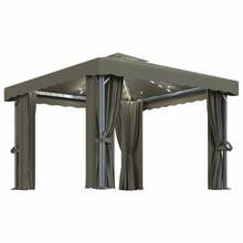 Paviljon LED-tulede ja kardinate, 3 x 3 m, taupe